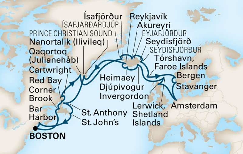 Map of itinerary for 2014 "Voyage of the Vikings"